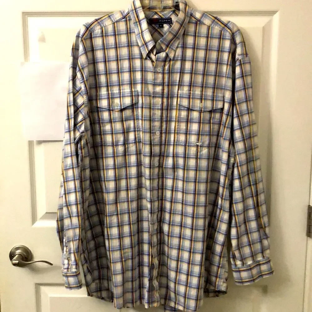 Roper mens plaid button down shirt size XL - Picture 2 of 9